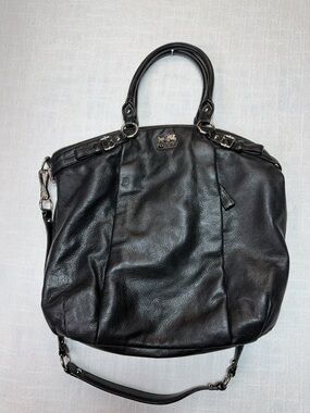 Coach Black Pebbled Leather Satchel with Detachable Strap